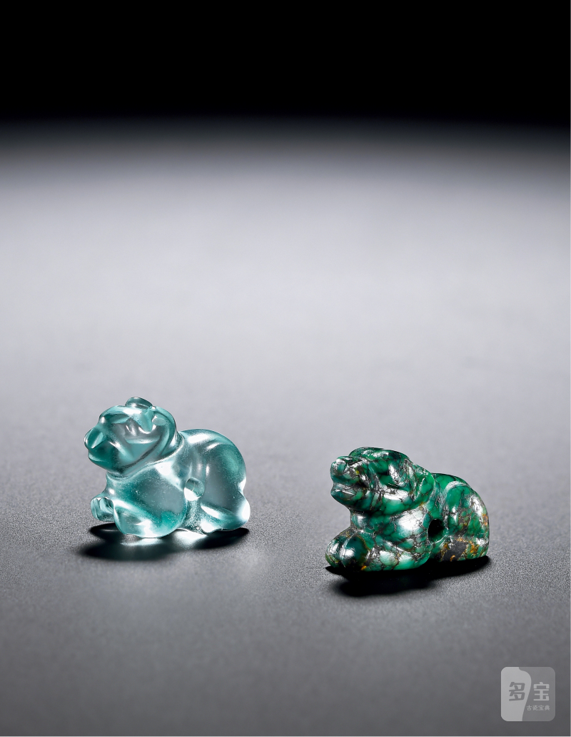 明 宝石瑞兽一组两件